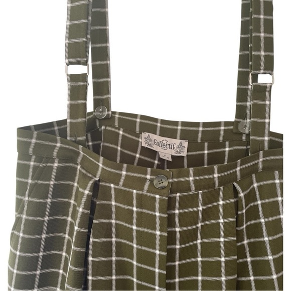 Collectif wide leg pants with removable suspenders, size 12, high waist, retro - Picture 6 of 9